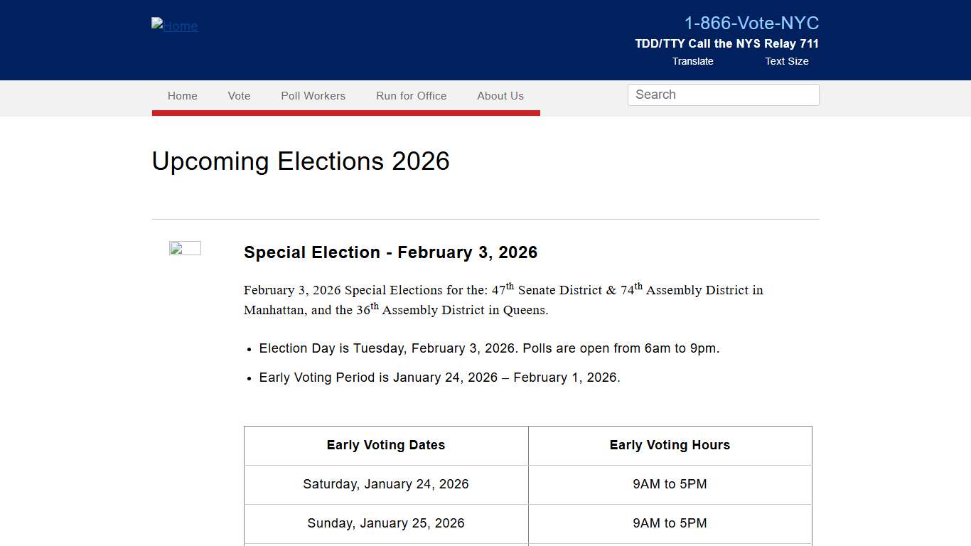 Upcoming Elections 2026 | NYC Board of Elections